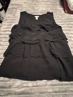 J. Crew Black Ruffle Tiered Tank Top